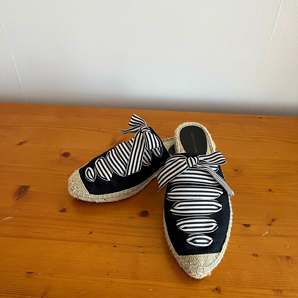 Saks Fifth Avenue Navy Stripe Espadrilles